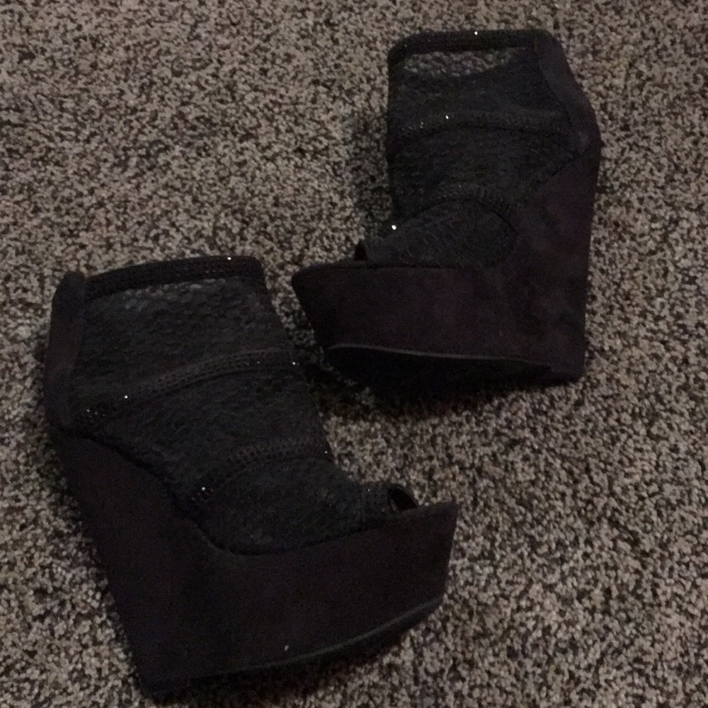 Black wedges purchased from bakers.